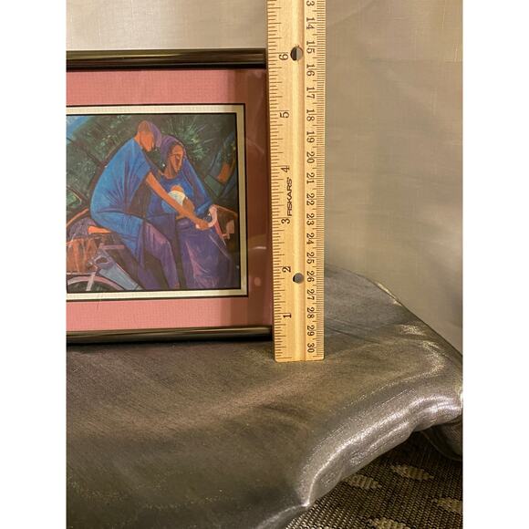 Pro - Framed Wall Art 6 X 6 in. Man, Woman, Child on Bicycle Double matted EUC - Picture 15 of 16